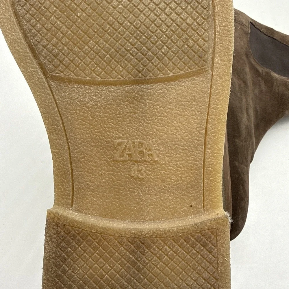 ZARA Brown Boots Men‎ 43 US 10 Suede Chelsea Pull On Casual Minimalist